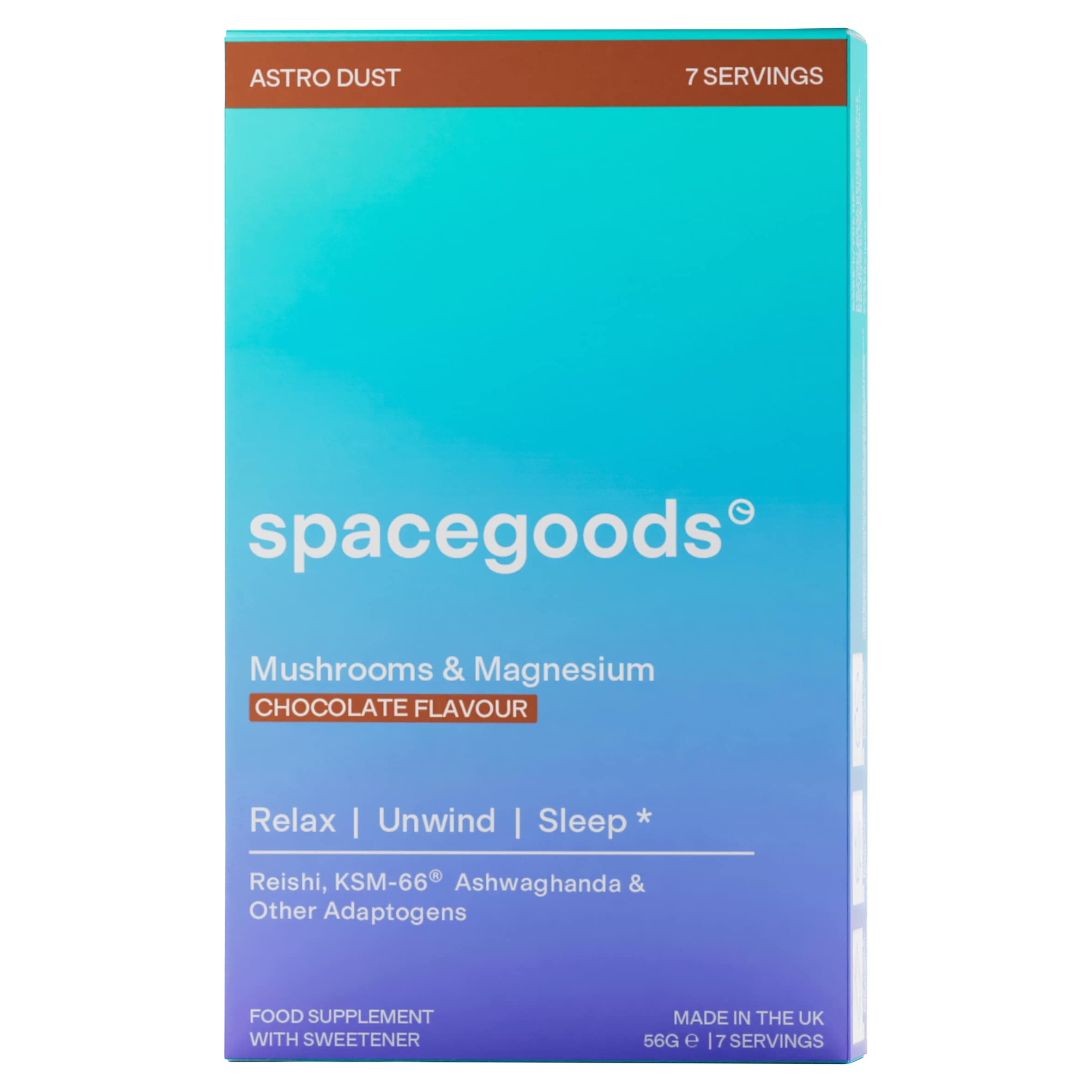 Spacegoods Astro Dust Mushrooms & Adaptogen Powder - Chocolate Flavour 7x8g Sachets / 56g