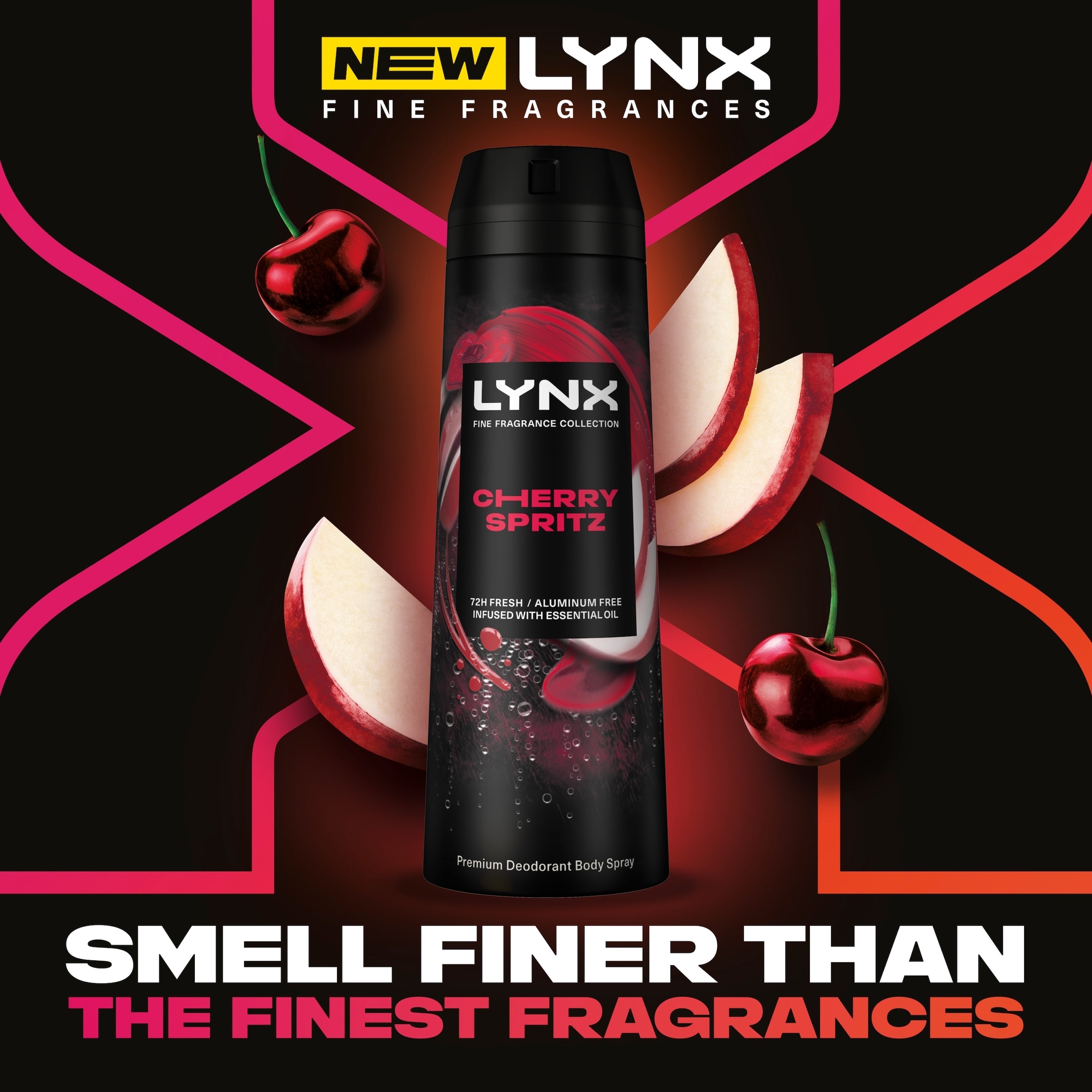 Lynx Cherry Spritz 72h Fine Fragrance Premium Deodorant Bodyspray for Men 200ml thumbnail 2