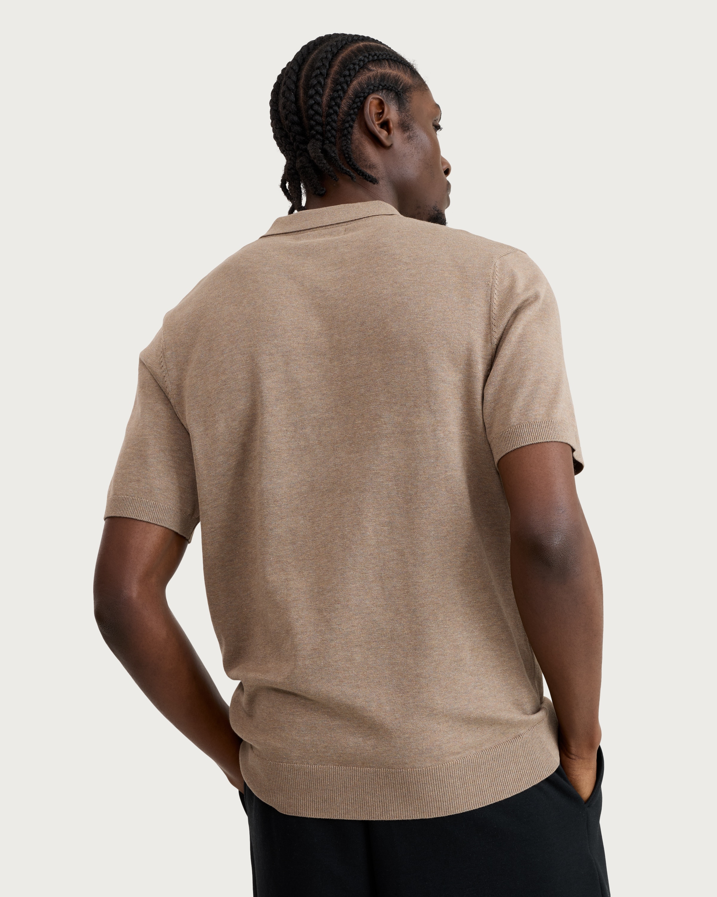 F&F Pure Cotton Knitted Short Sleeved Polo Shirt in Brown thumbnail 3