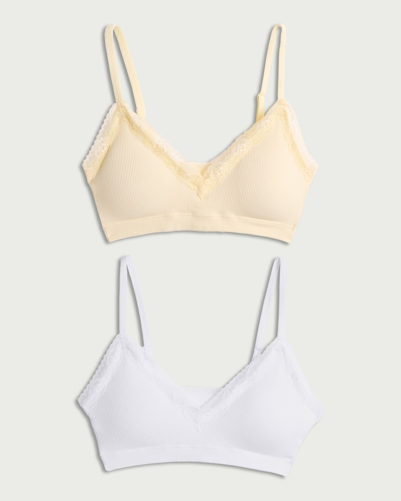 F&F 2-Pack Seamfree Lace Trim Contour Crop Tops in Multi