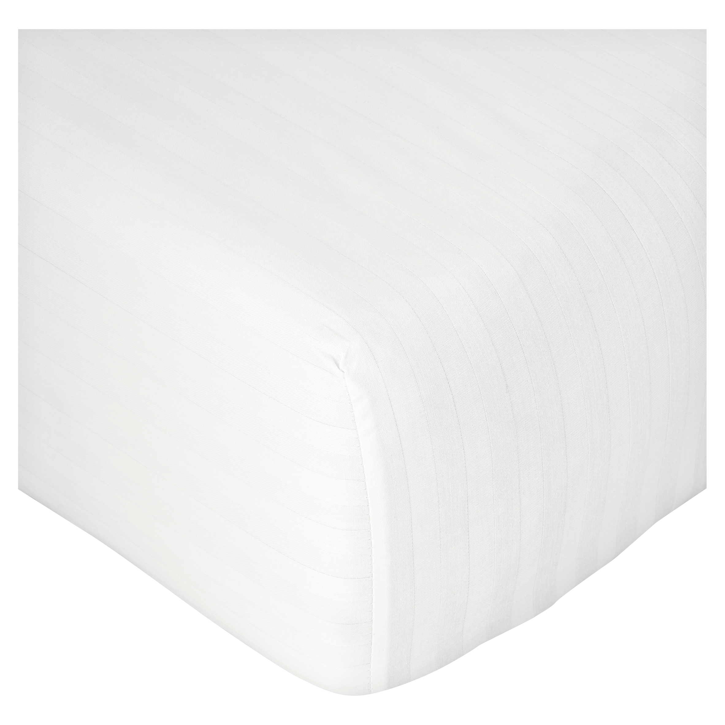 West Park 300 Thread Count Fitted Sheet White Sateen Stripe Double