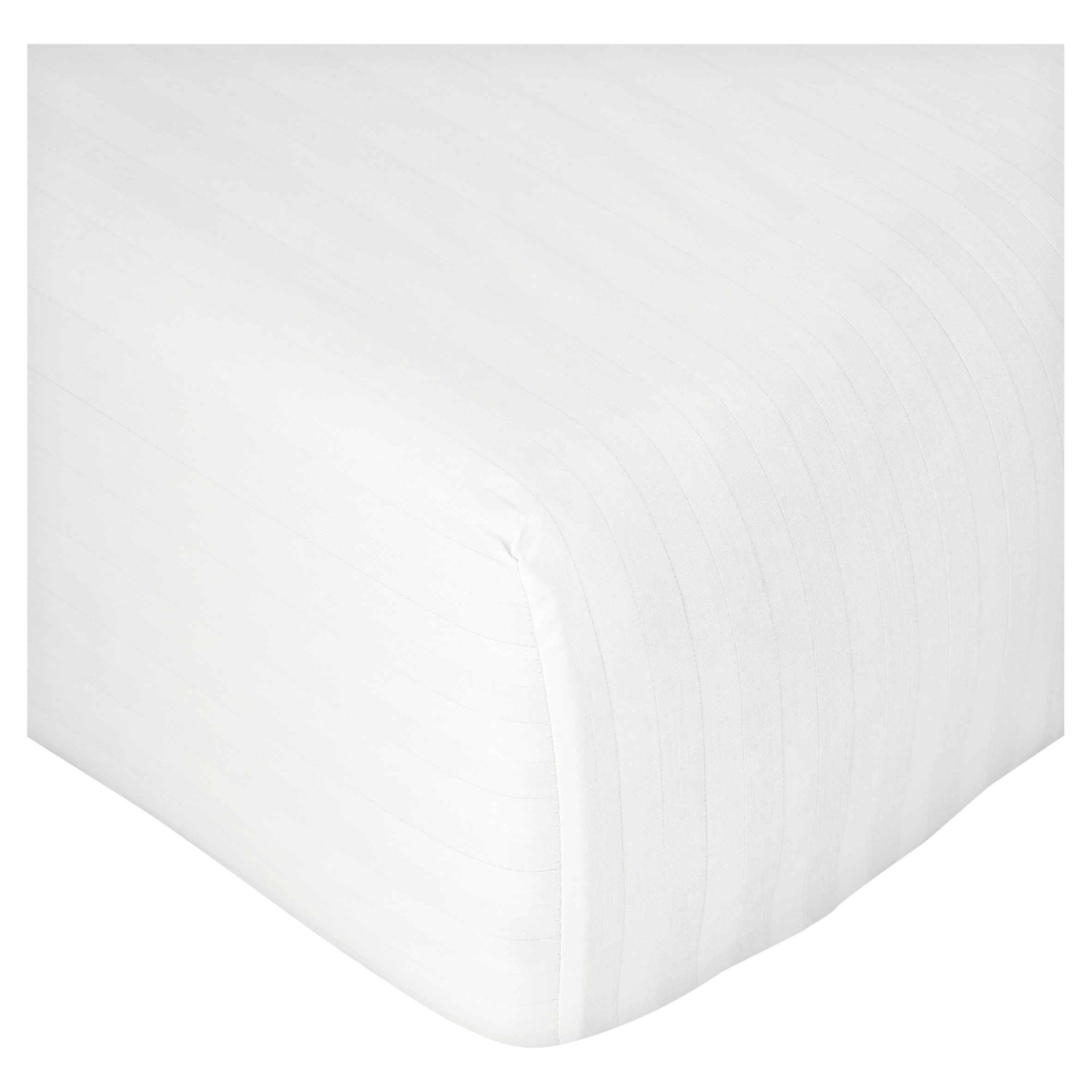 West Park 300 Thread Count Fitted Sheet White Sateen Stripe Superking