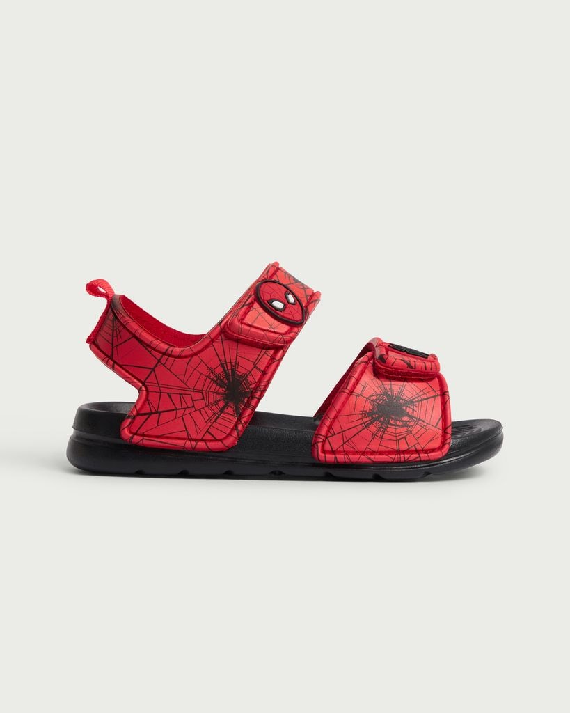 Marvel Spider-Man Web Print Strap Sandals in Red