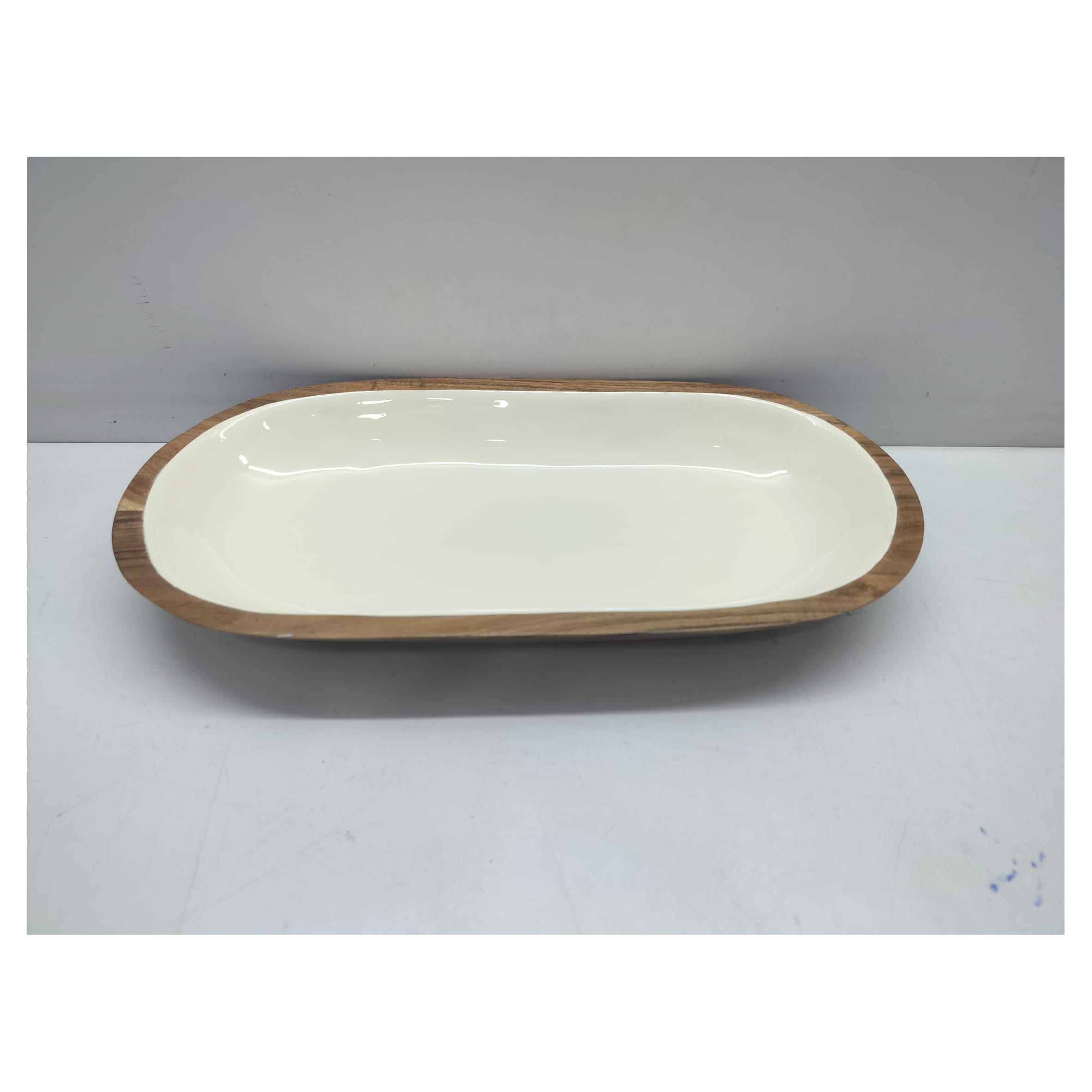 F&F Home cream wooden serving dish