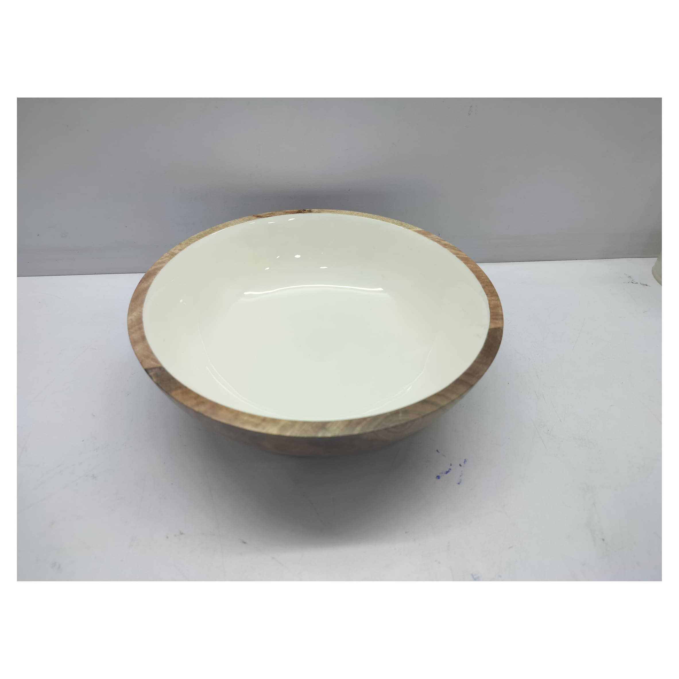 F&F Home cream wooden salad bowl