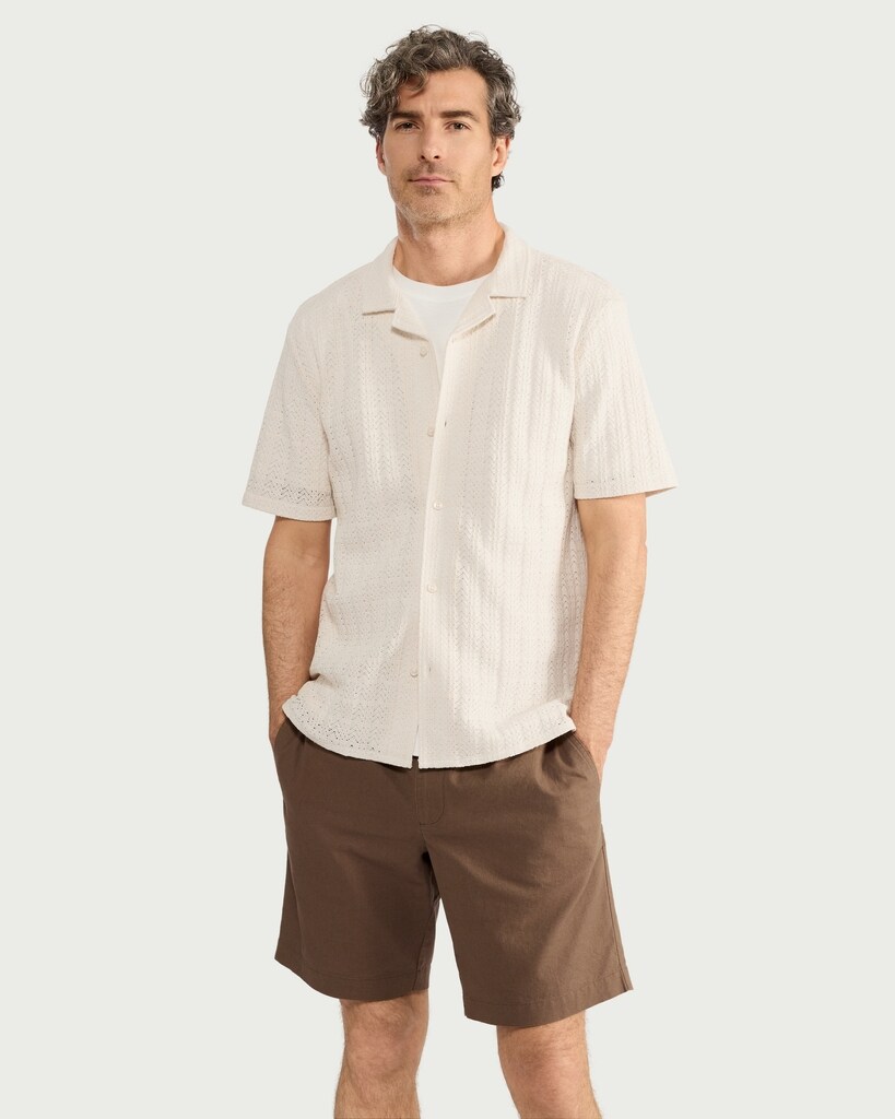 F&F Cotton Rich Textured Short Sleeved Shirt in Ecru thumbnail 2