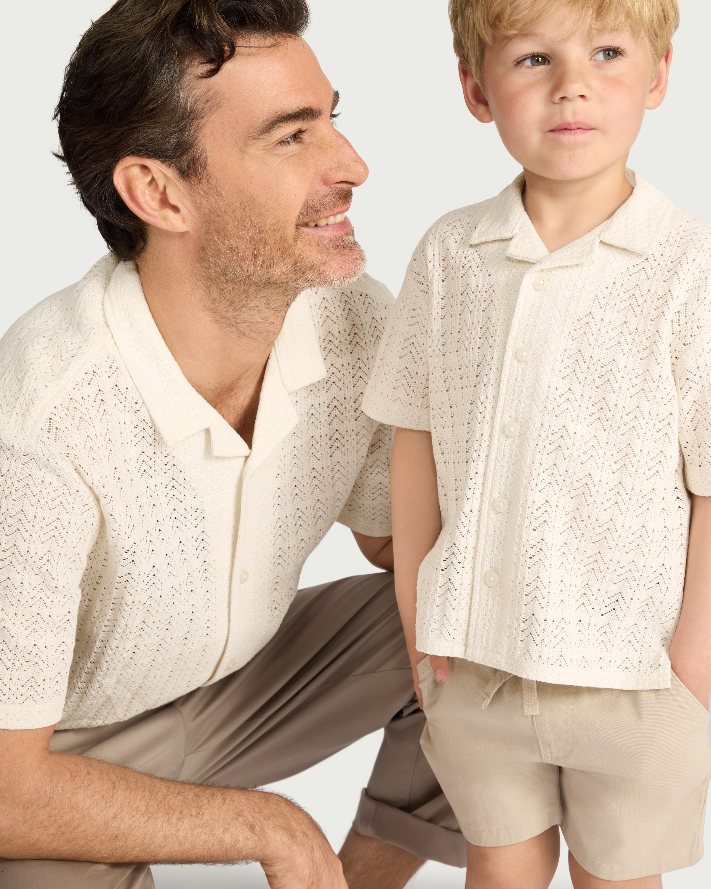 F&F Cotton Rich Textured Short Sleeved Shirt in Ecru