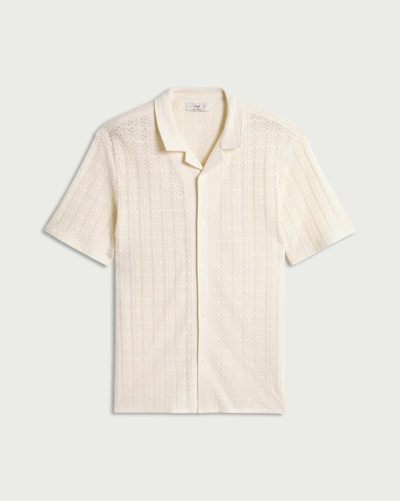 F&F Cotton Rich Textured Short Sleeved Shirt in Ecru thumbnail 5