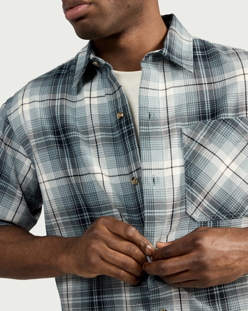 RDA Pure Cotton Check Short Sleeve Shirt in Blue