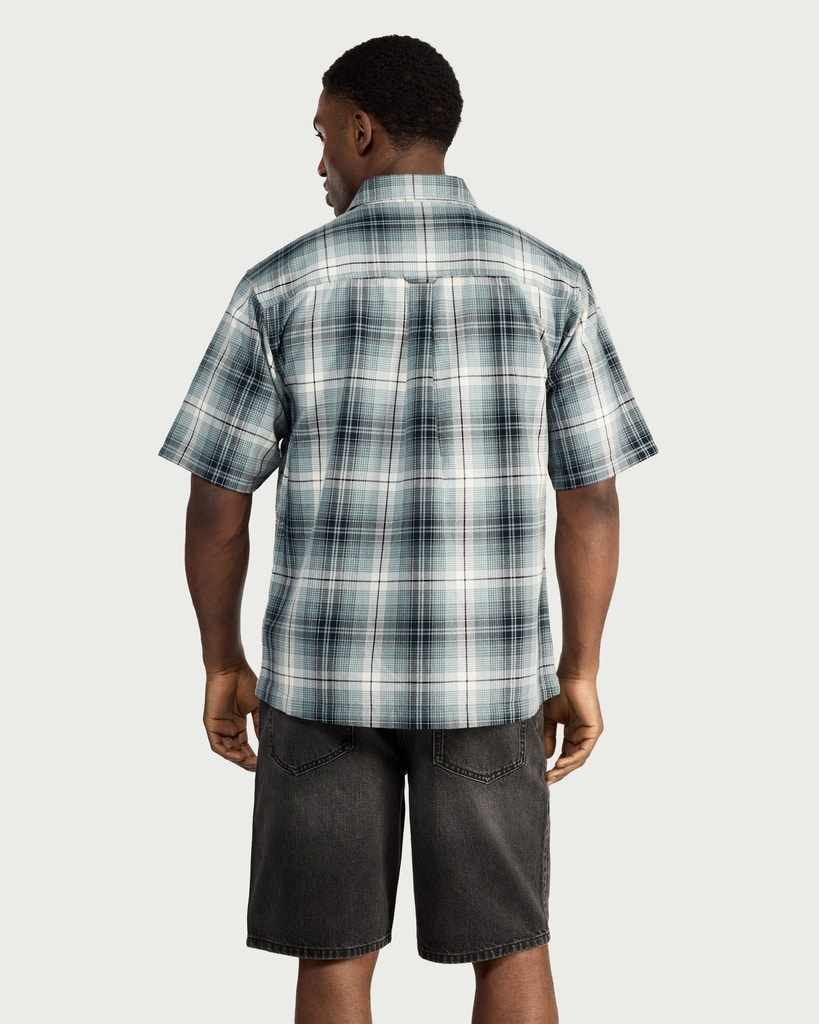 RDA Pure Cotton Check Short Sleeve Shirt in Blue thumbnail 3