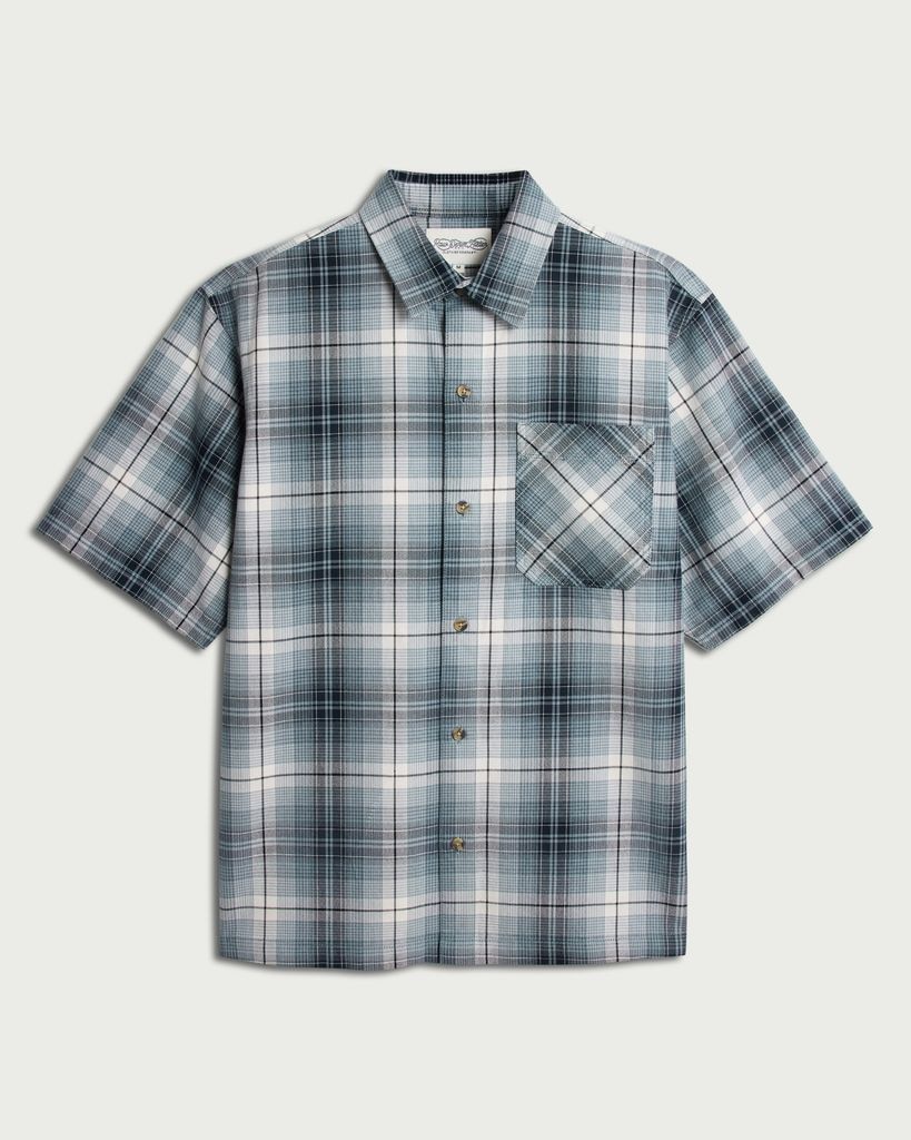 RDA Pure Cotton Check Short Sleeve Shirt in Blue thumbnail 4