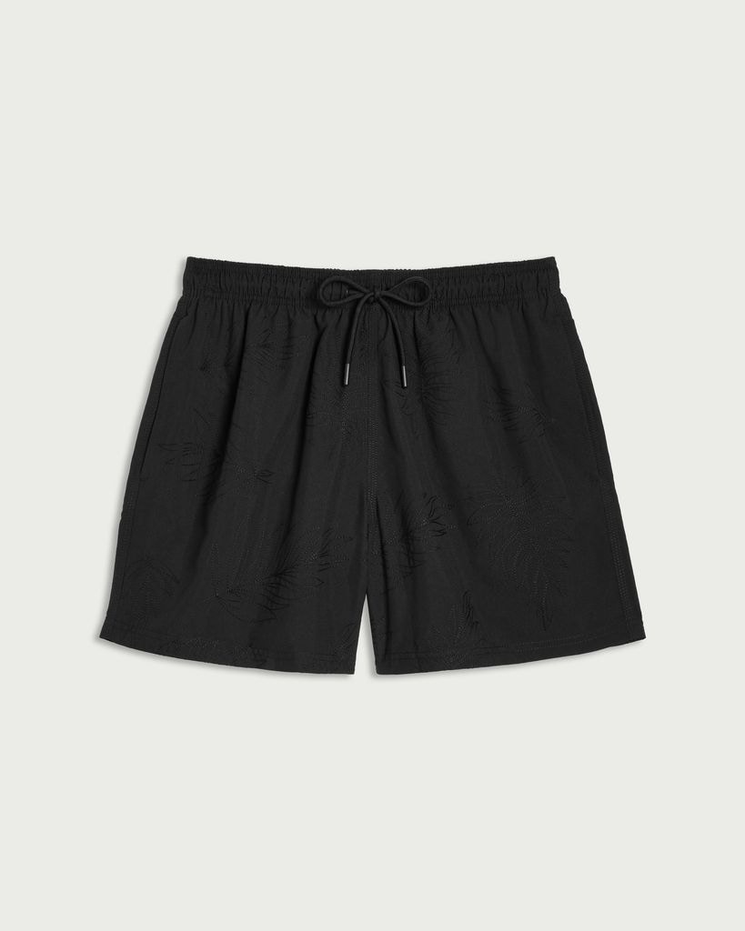 F&F Palm Leaf Embroidered Swim Shorts in Black thumbnail 4