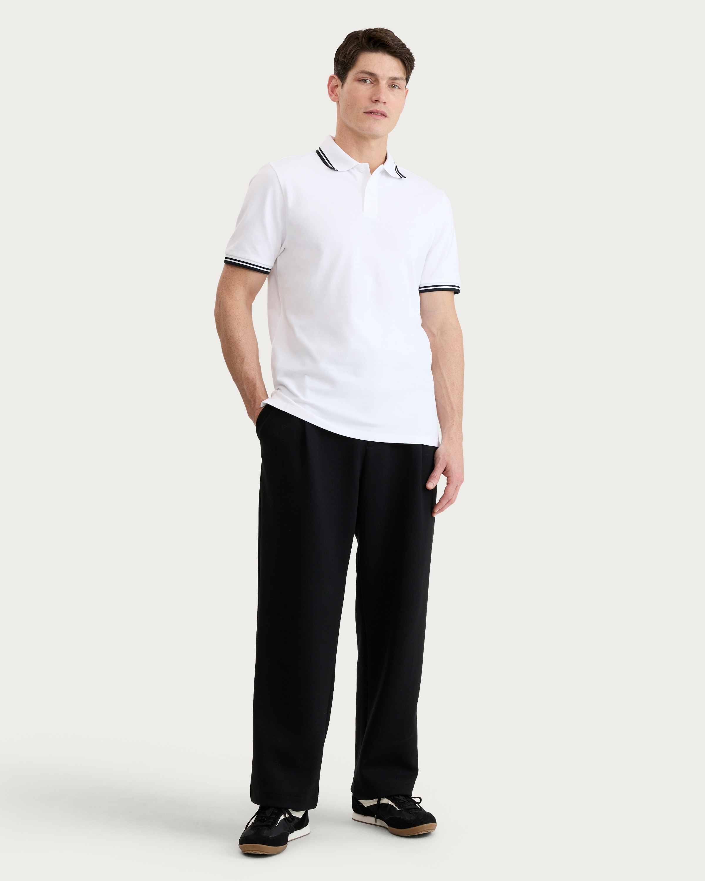 F&F Cotton Rich Tipped Short Sleeved Polo Shirt in White thumbnail 2