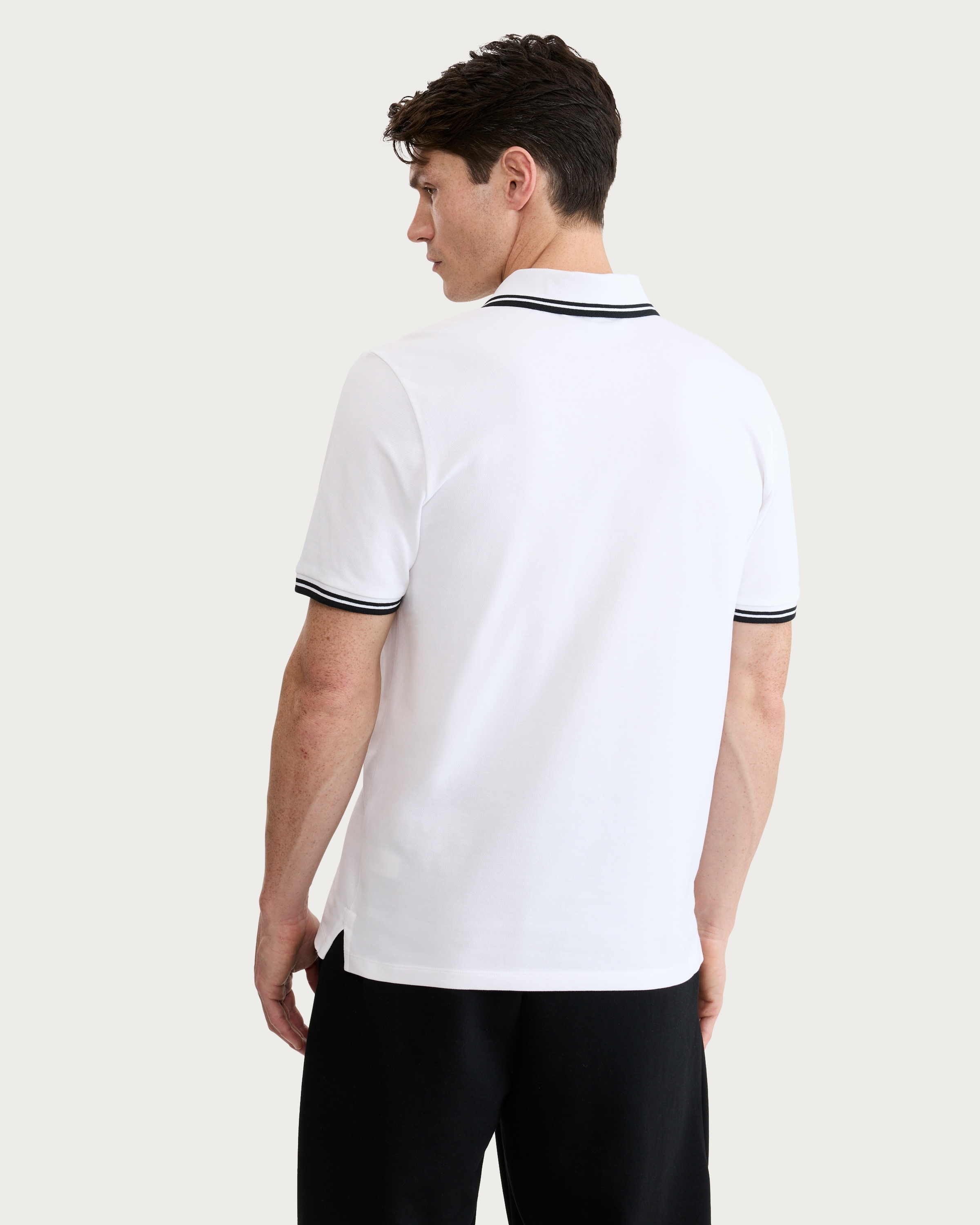F&F Cotton Rich Tipped Short Sleeved Polo Shirt in White thumbnail 3