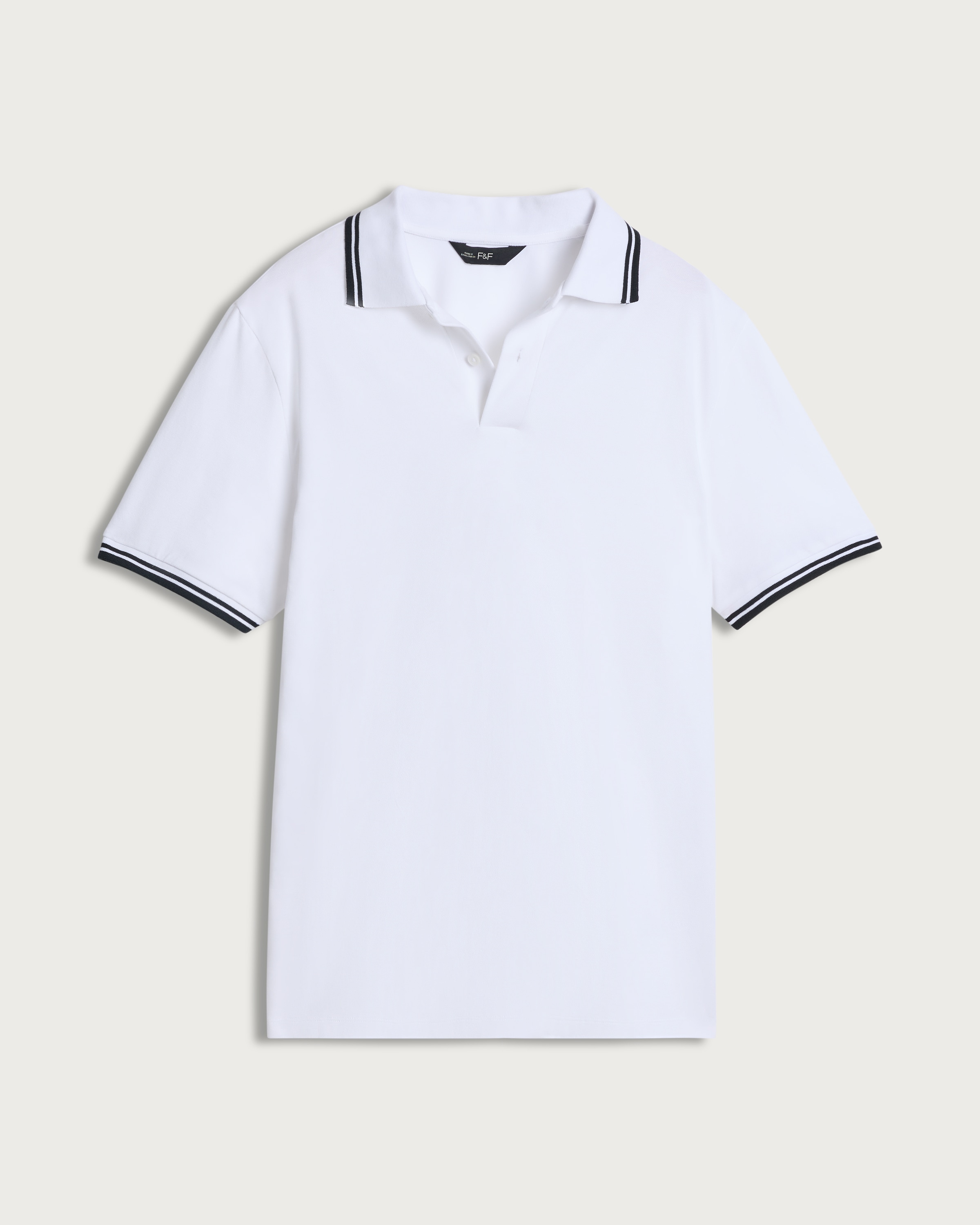F&F Cotton Rich Tipped Short Sleeved Polo Shirt in White thumbnail 4