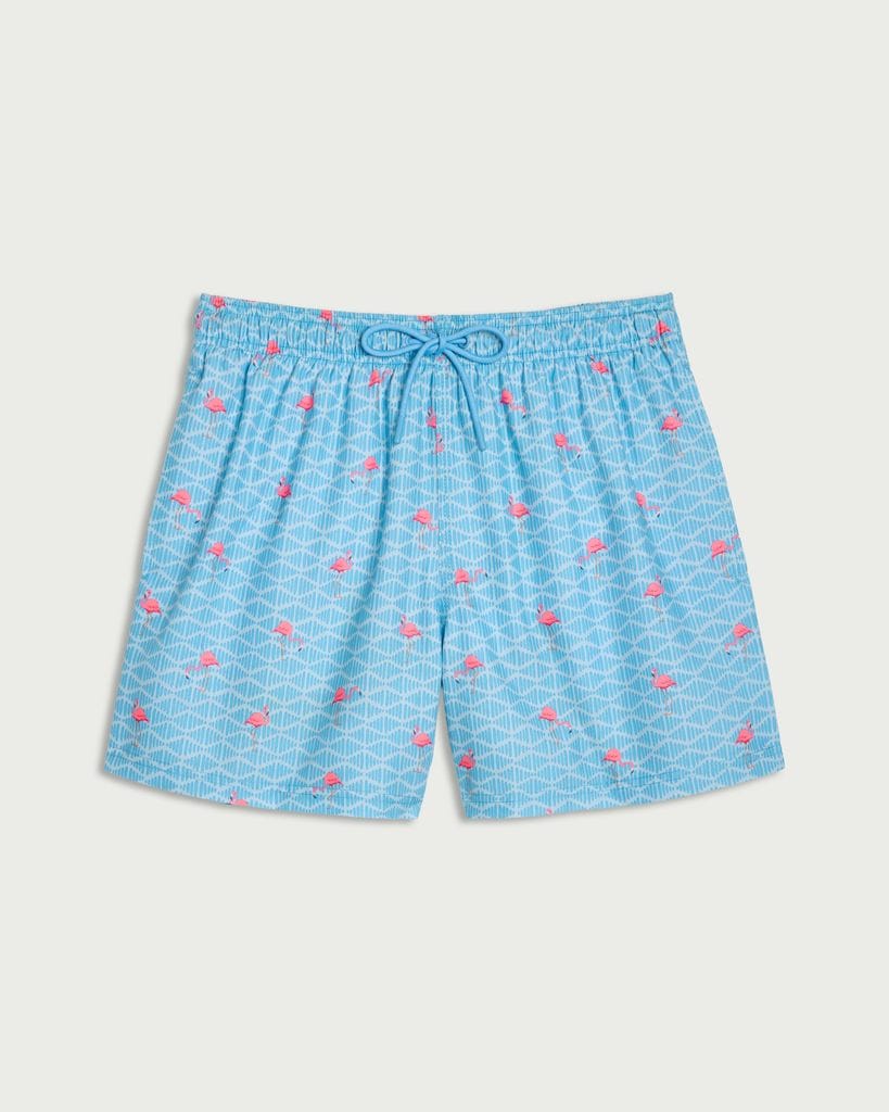 F&F Flamingo Print Drawstring Swim Shorts in Blue thumbnail 4