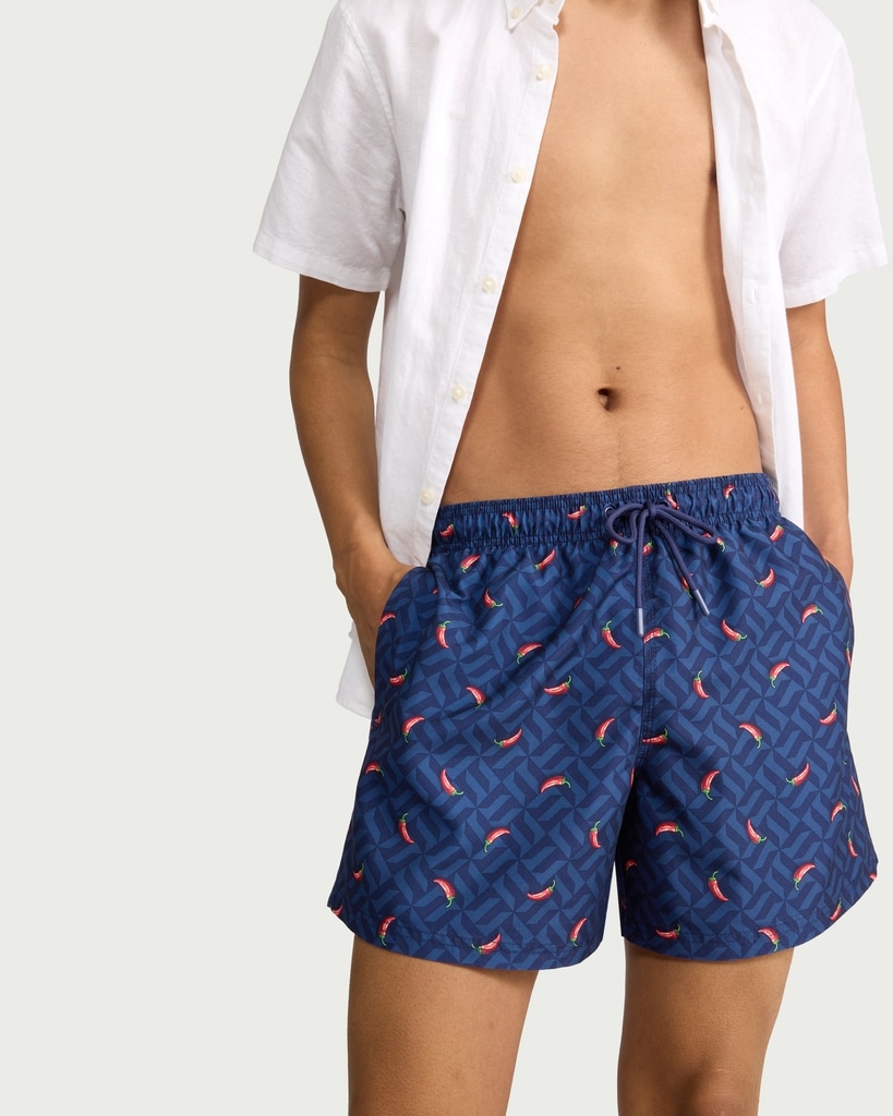 F&F Chilli Print Swim Shorts in Navy thumbnail 2