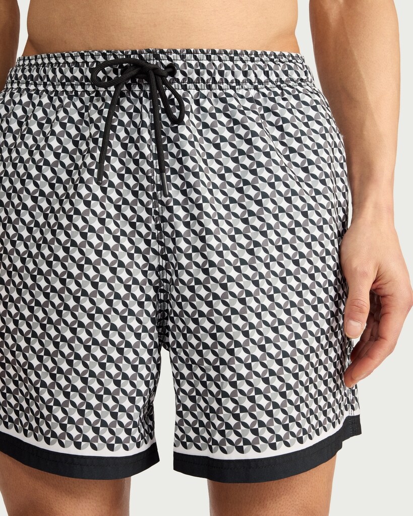 F&F Geometric Print Swim Shorts in Black thumbnail 2