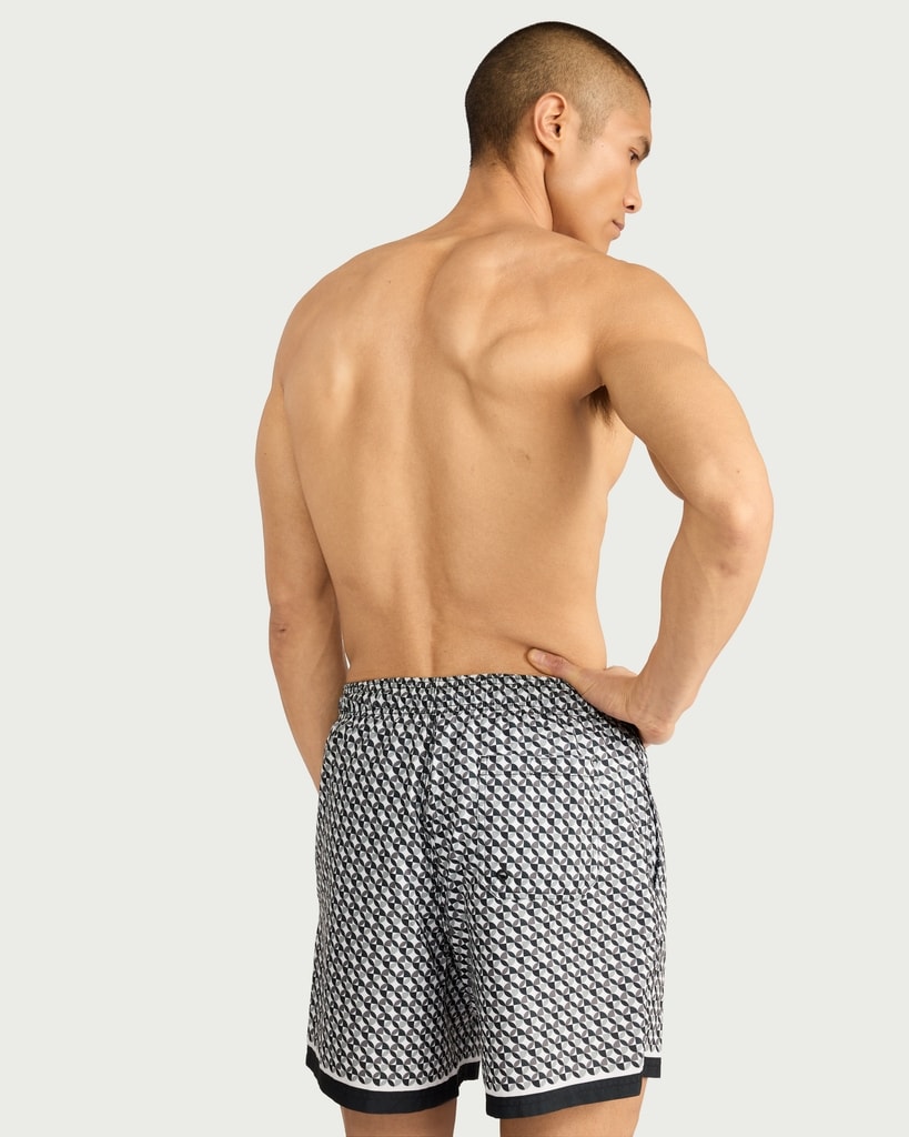 F&F Geometric Print Swim Shorts in Black thumbnail 3