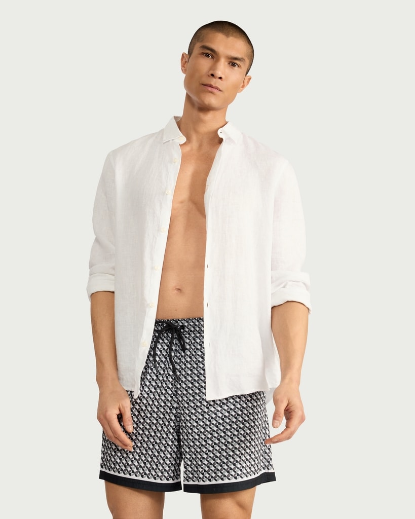 F&F Geometric Print Swim Shorts in Black