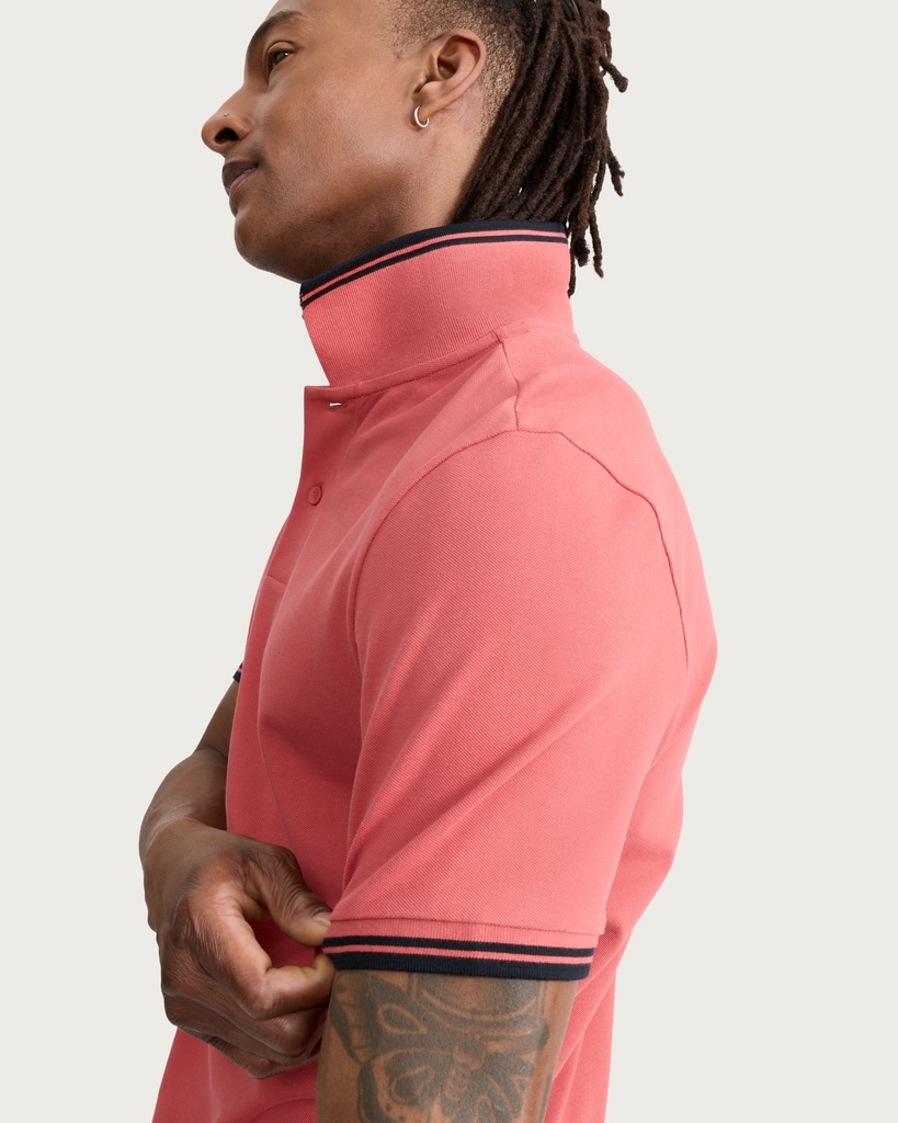 F&F Cotton Rich Tipped Short Sleeved Polo Shirt in Red