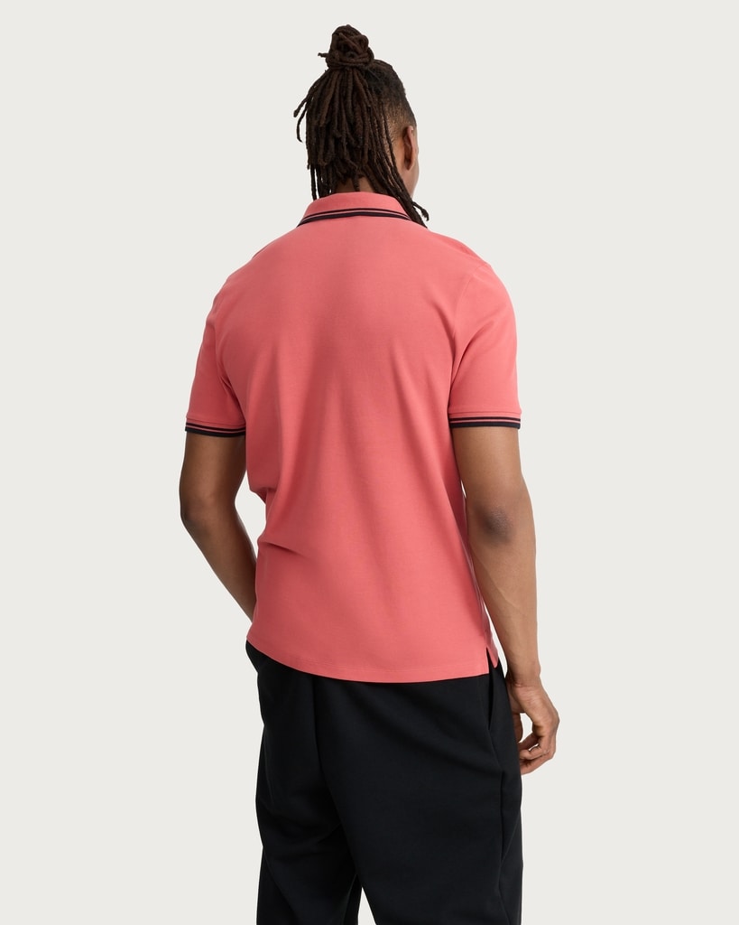 F&F Cotton Rich Tipped Short Sleeved Polo Shirt in Red thumbnail 3