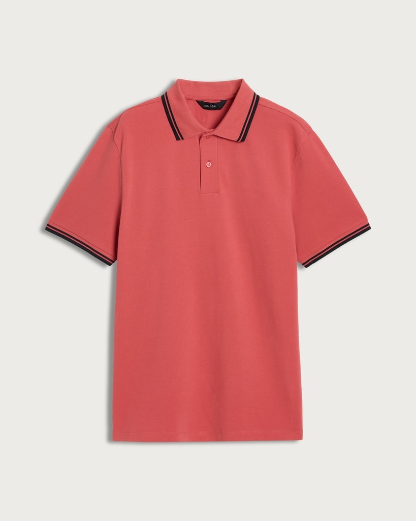 F&F Cotton Rich Tipped Short Sleeved Polo Shirt in Red thumbnail 4