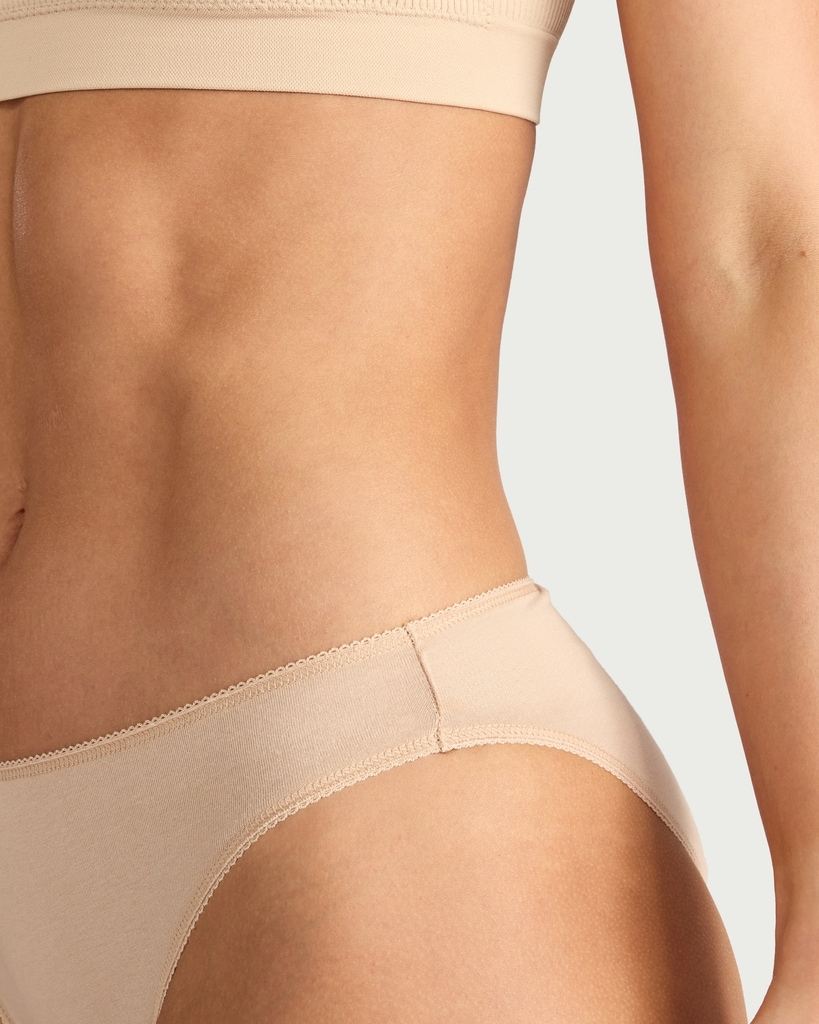 F&F 5-Pack Cotton Rich High Leg Knickers in Nude thumbnail 4