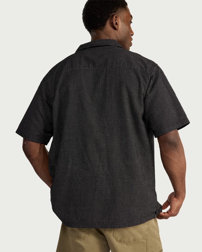 RDA Pure Cotton Seersucker Checked Shirt in Black thumbnail 3
