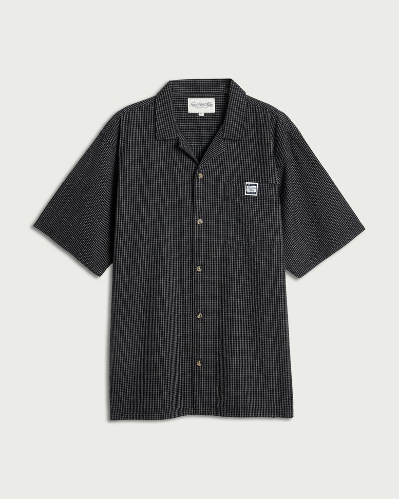 RDA Pure Cotton Seersucker Checked Shirt in Black thumbnail 4