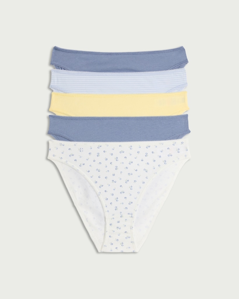 F&F 5-Pack Cotton Rich Printed High Leg Briefs in Multi