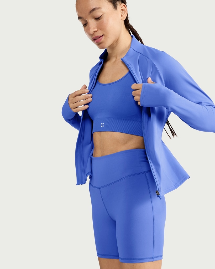 F&F Active EVERYHOUR High Waisted Cycling Shorts in Blue thumbnail 3