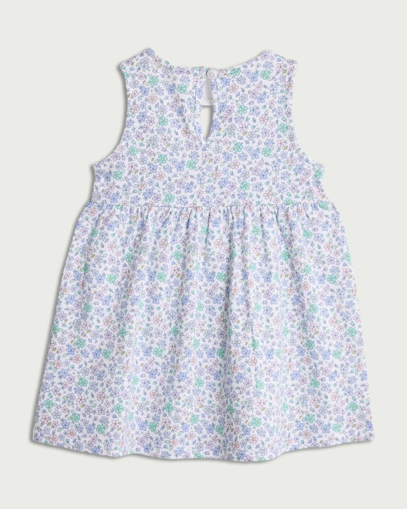 F&F Baby Pure Cotton Floral Print Sleeveless Dress in Blue thumbnail 2