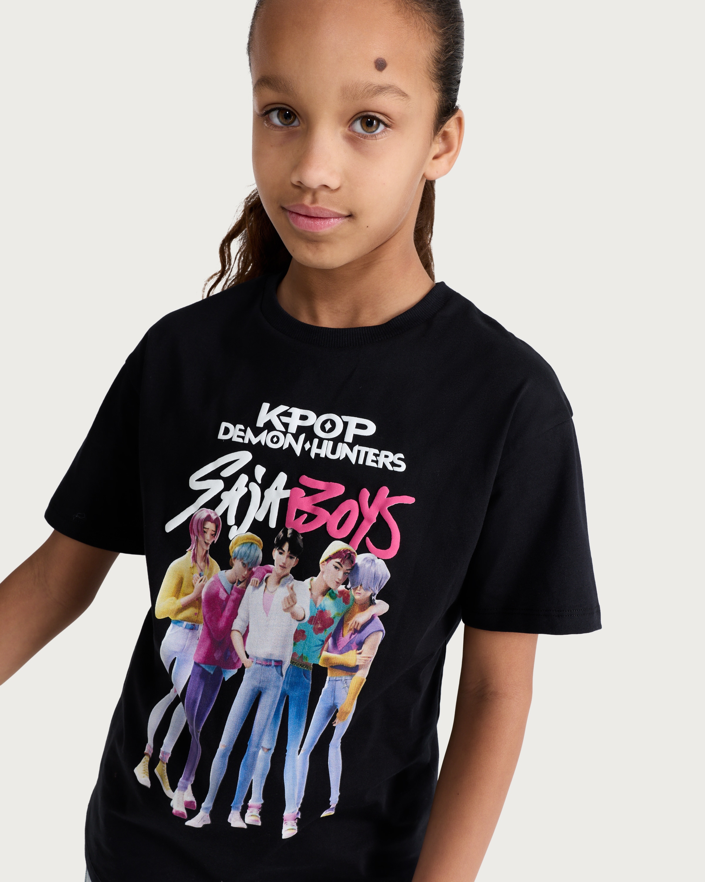 K-Pop Demon Hunters Pure Cotton Saja Boys T-Shirt in Black