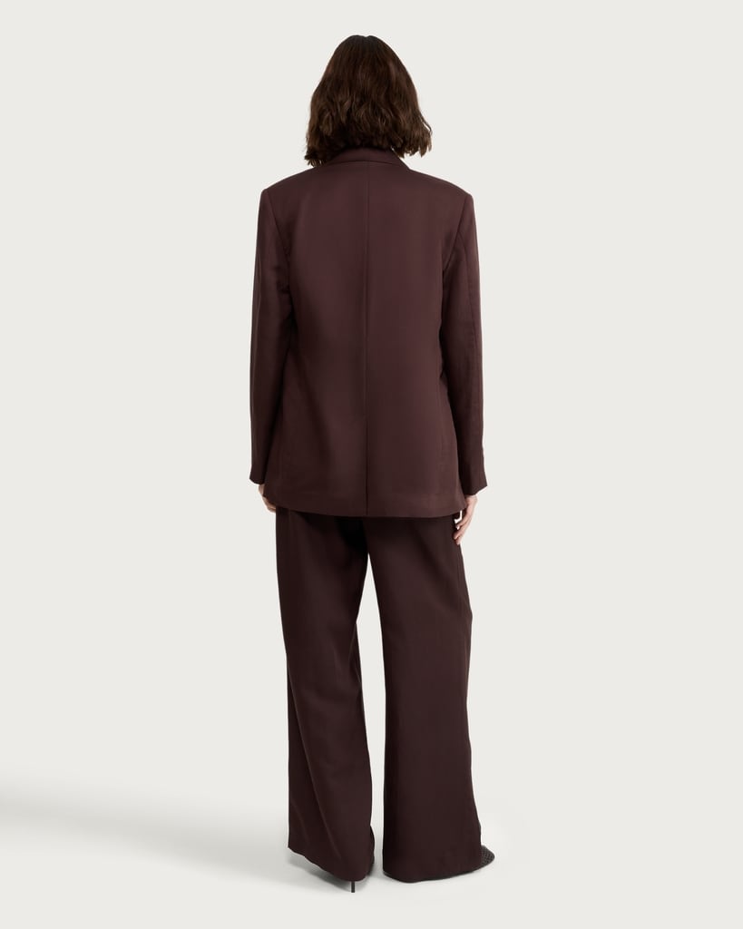 F&F Double Breasted Oversized Longline Blazer in Brown thumbnail 3