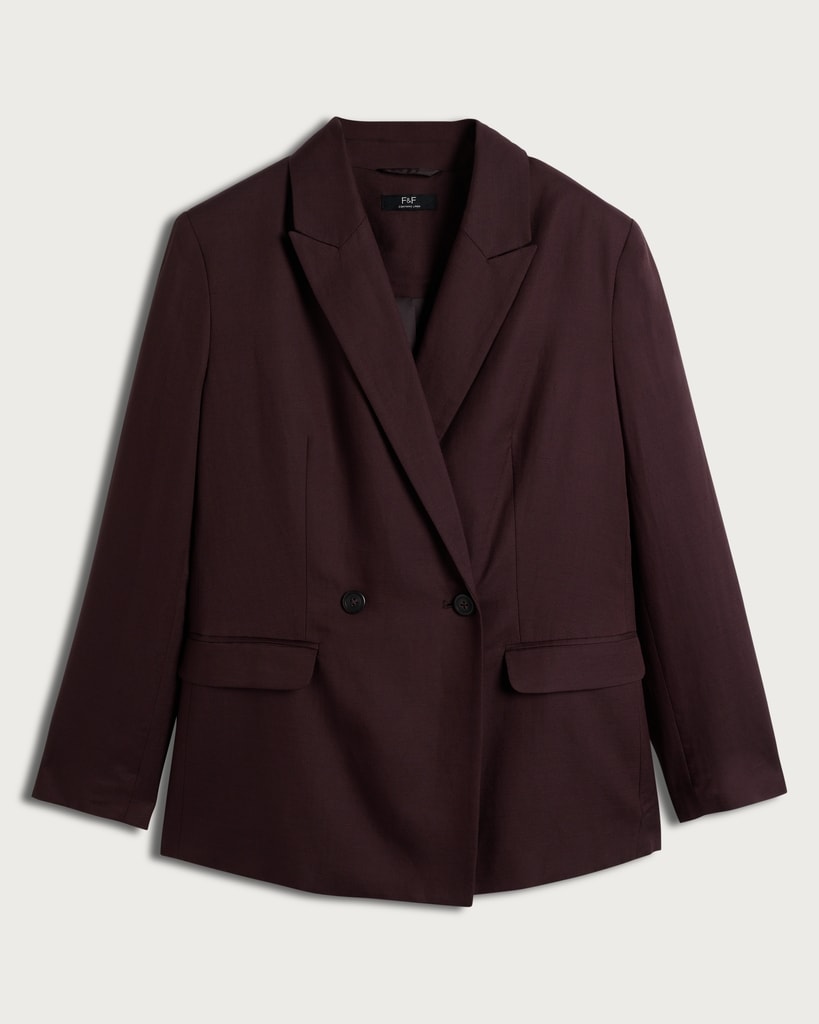 F&F Double Breasted Oversized Longline Blazer in Brown thumbnail 4