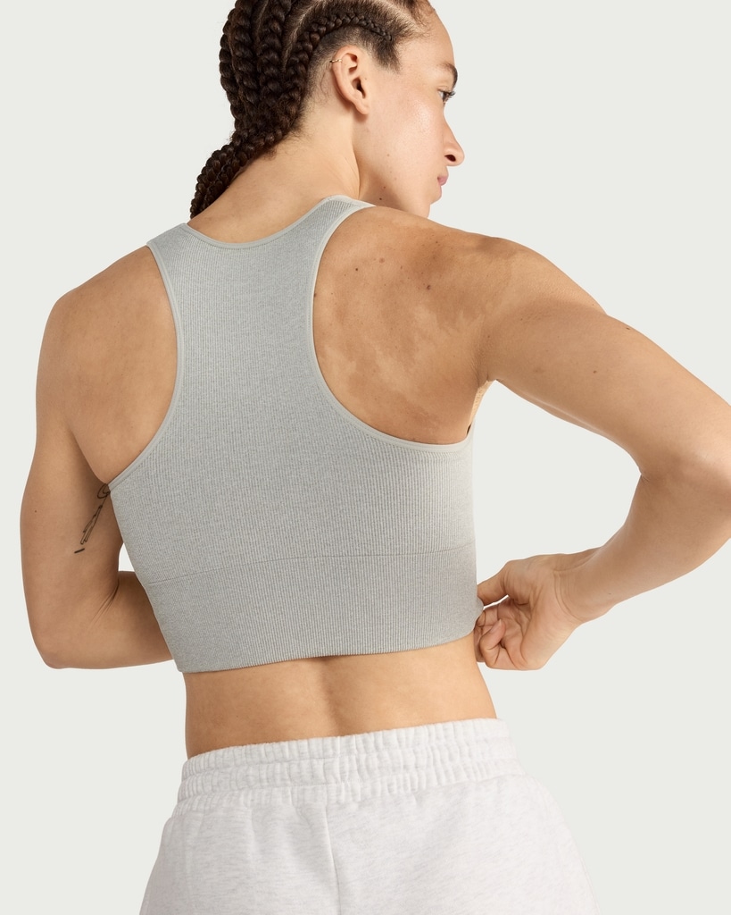 F&F Active SEAMLESS Ribbed Vest in Grey Marl