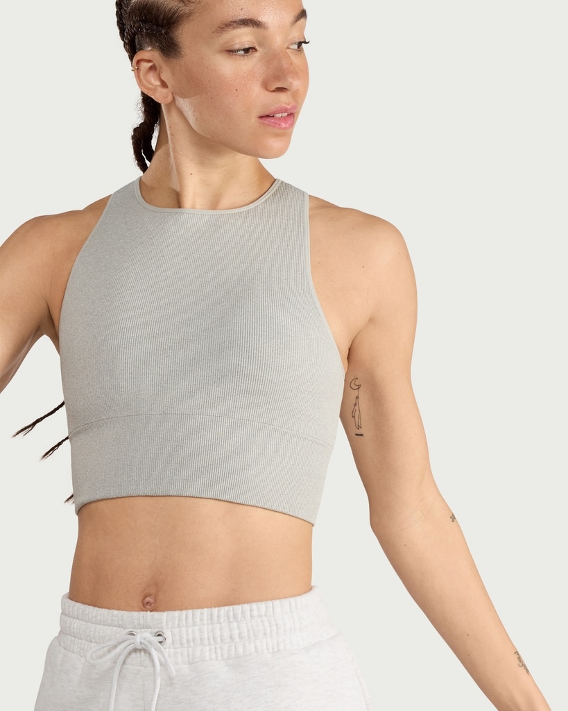 F&F Active SEAMLESS Ribbed Vest in Grey Marl thumbnail 3