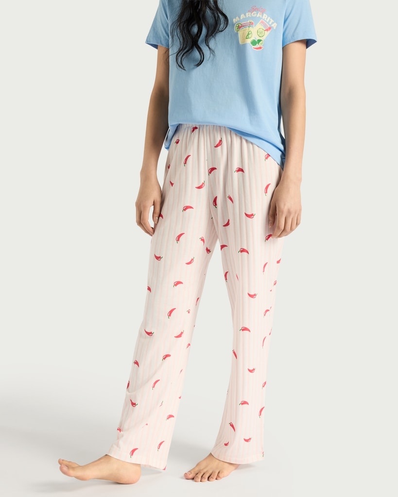F&F Pure Cotton Margarita Pyjama Set in Multi Blue thumbnail 2