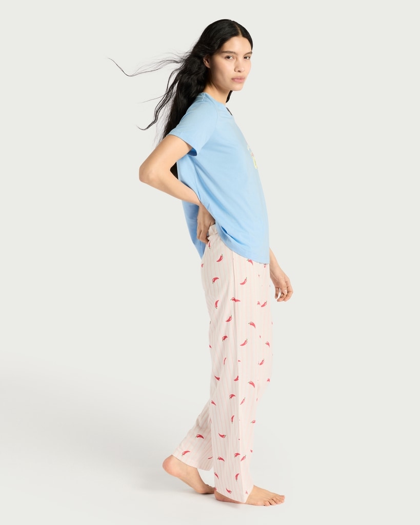 F&F Pure Cotton Margarita Pyjama Set in Multi Blue thumbnail 3