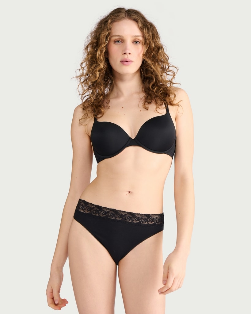 F&F 5-Pack Cotton Rich Lace Trim High Leg Knickers in Multi thumbnail 2
