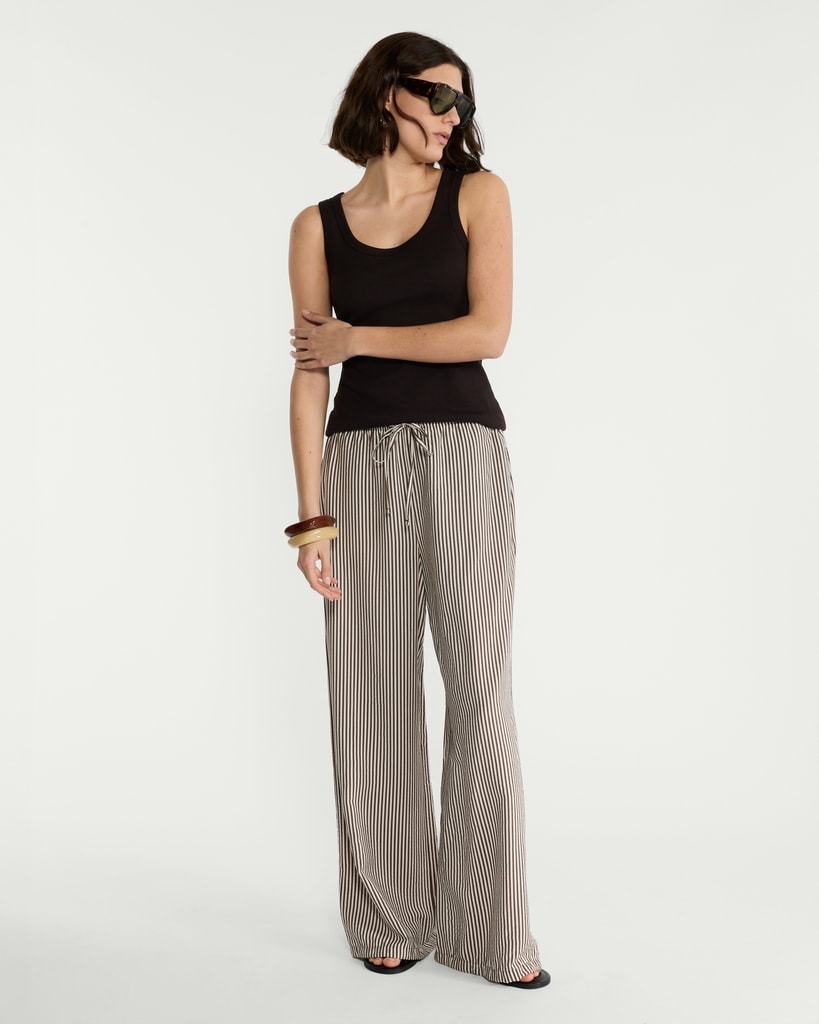 F&F Cotton Rich Ribbed Scoop Neck Vest in Chocolate thumbnail 2