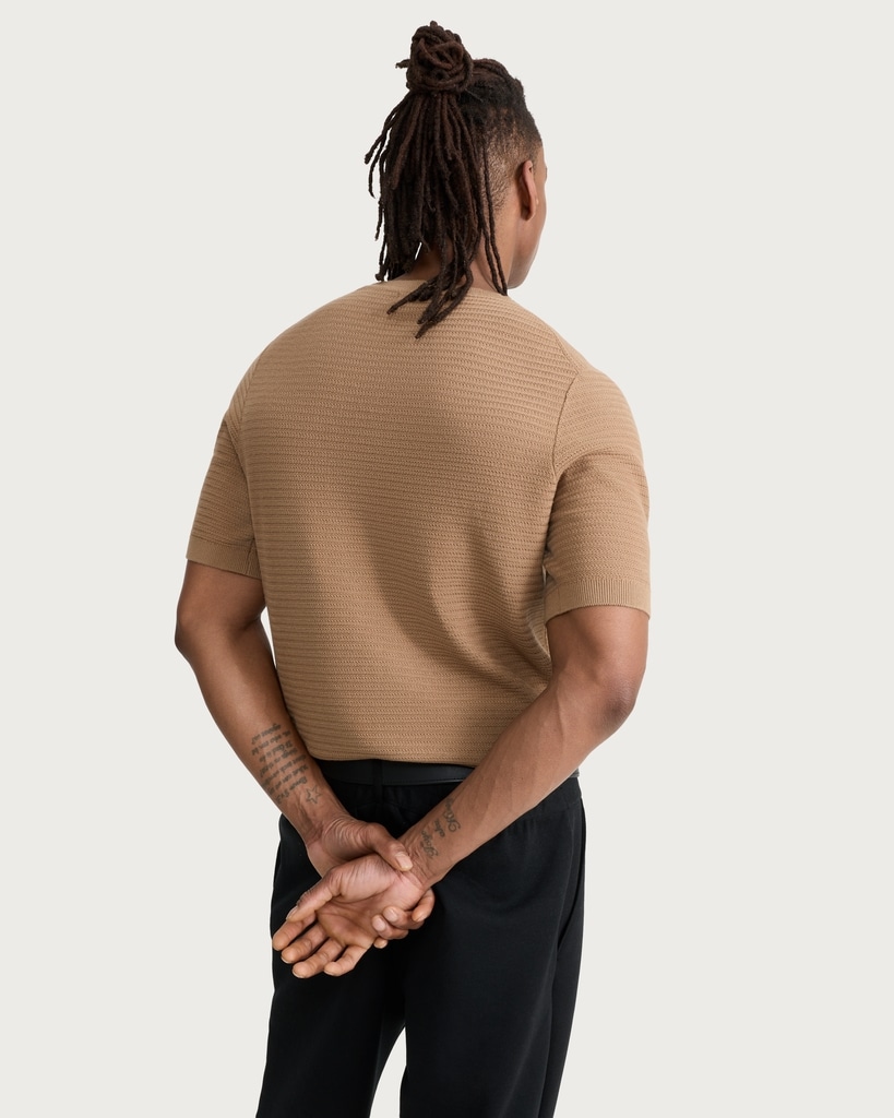 The F&F Edit Pure Cotton Textured Knit T-Shirt in Med Nude thumbnail 2
