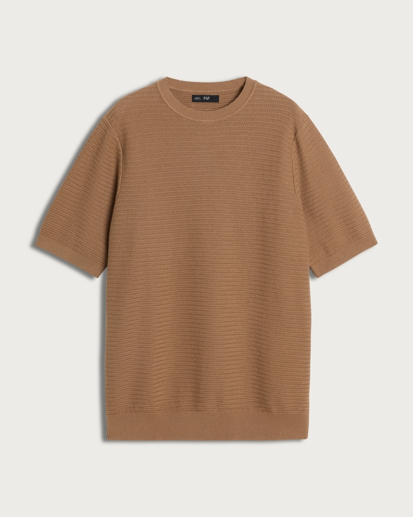 The F&F Edit Pure Cotton Textured Knit T-Shirt in Med Nude thumbnail 4