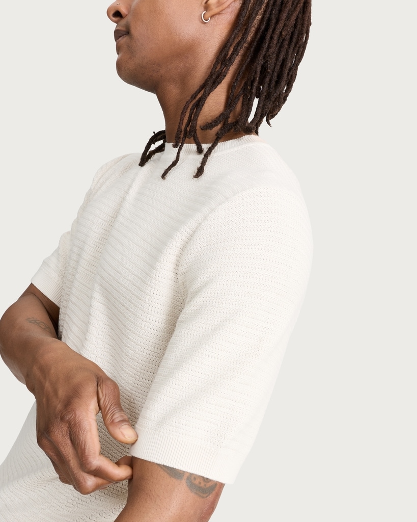 The F&F Edit Pure Cotton Textured Knit T-Shirt in Ecru