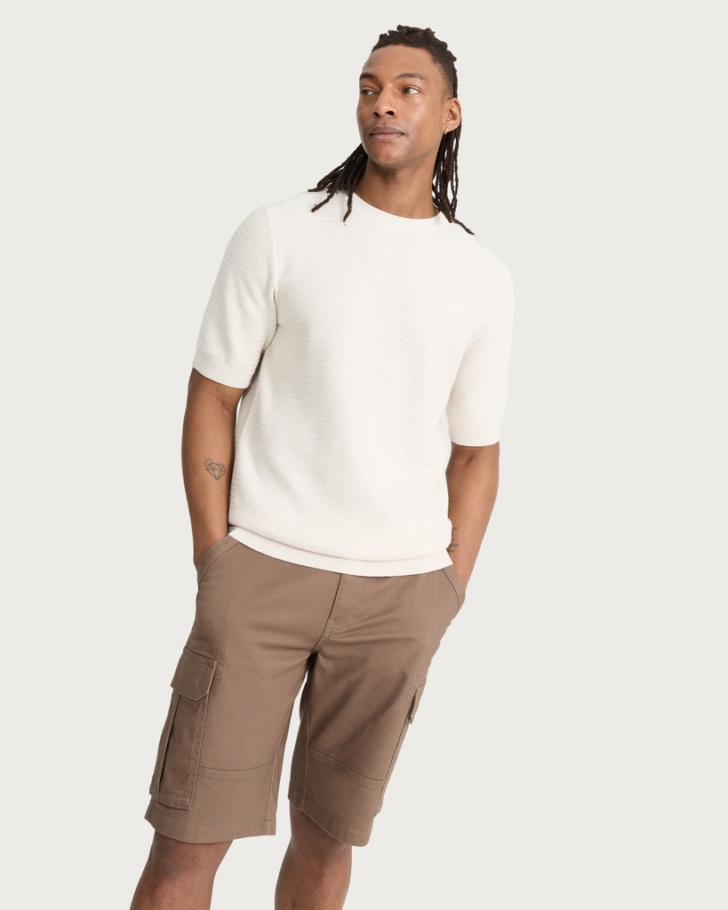 The F&F Edit Pure Cotton Textured Knit T-Shirt in Ecru thumbnail 2
