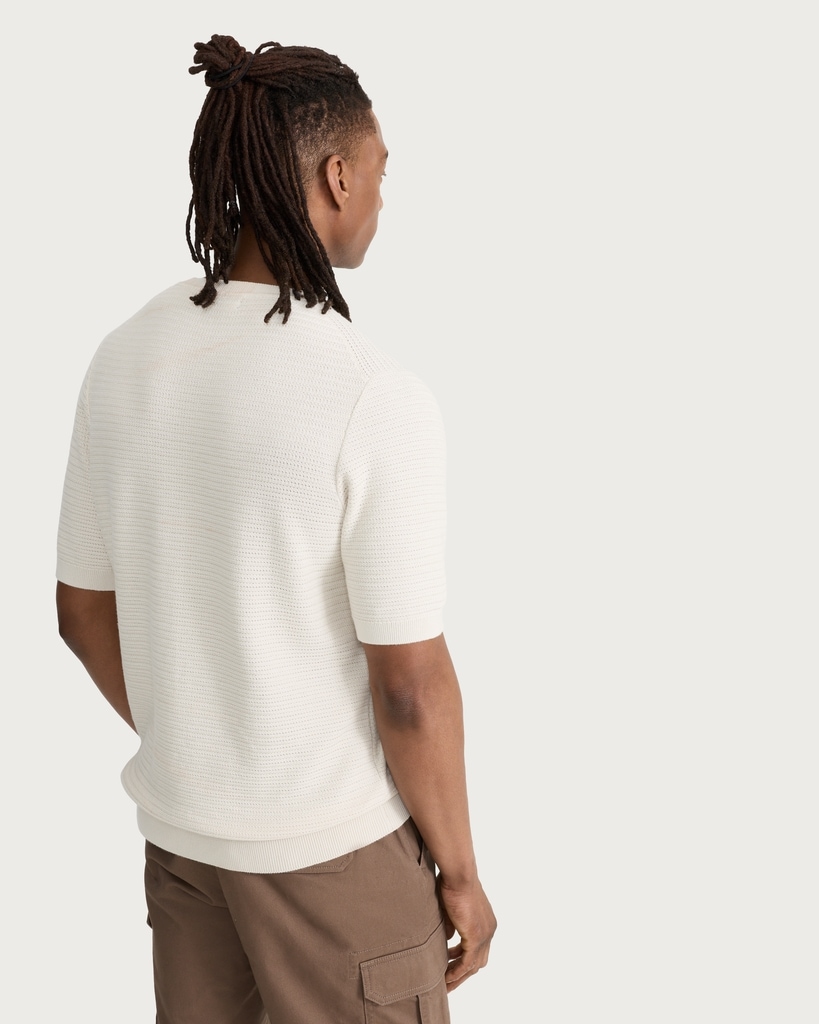 The F&F Edit Pure Cotton Textured Knit T-Shirt in Ecru thumbnail 3