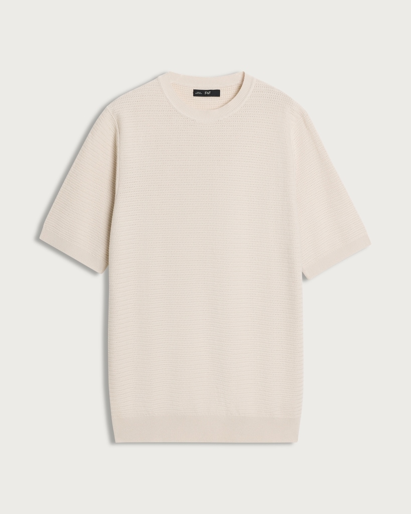 The F&F Edit Pure Cotton Textured Knit T-Shirt in Ecru thumbnail 4