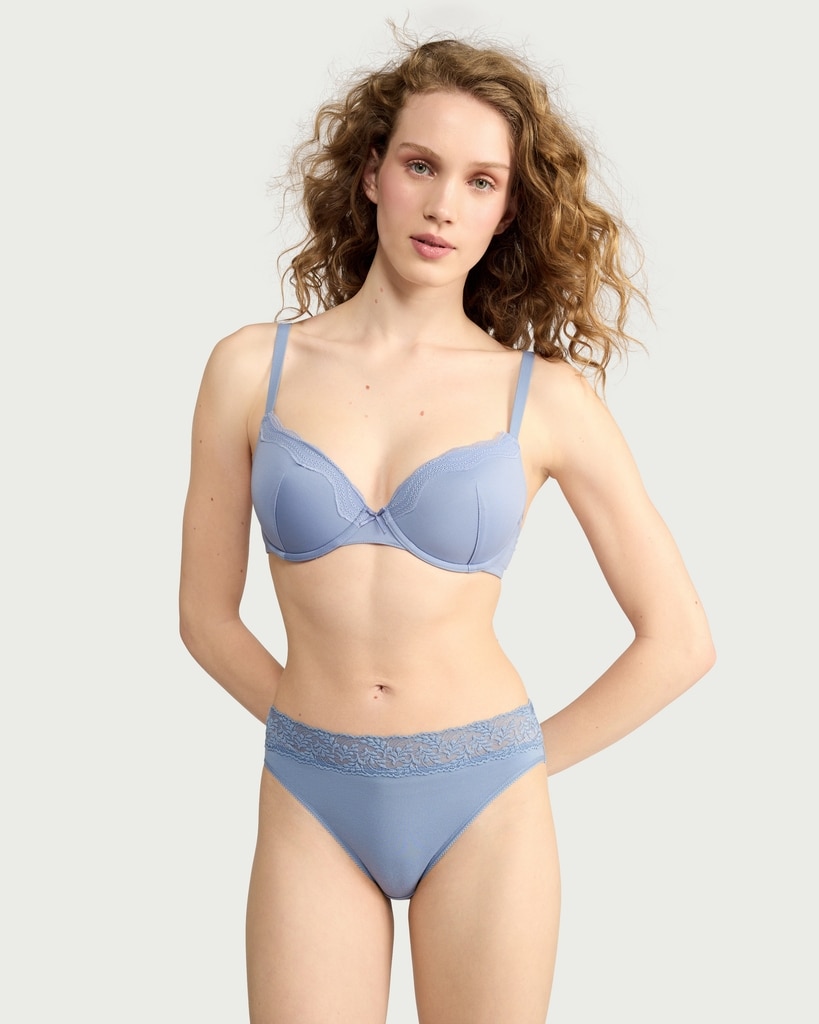 F&F 5-Pack Cotton Rich Lace Trim High Leg Knickers in Multi thumbnail 3