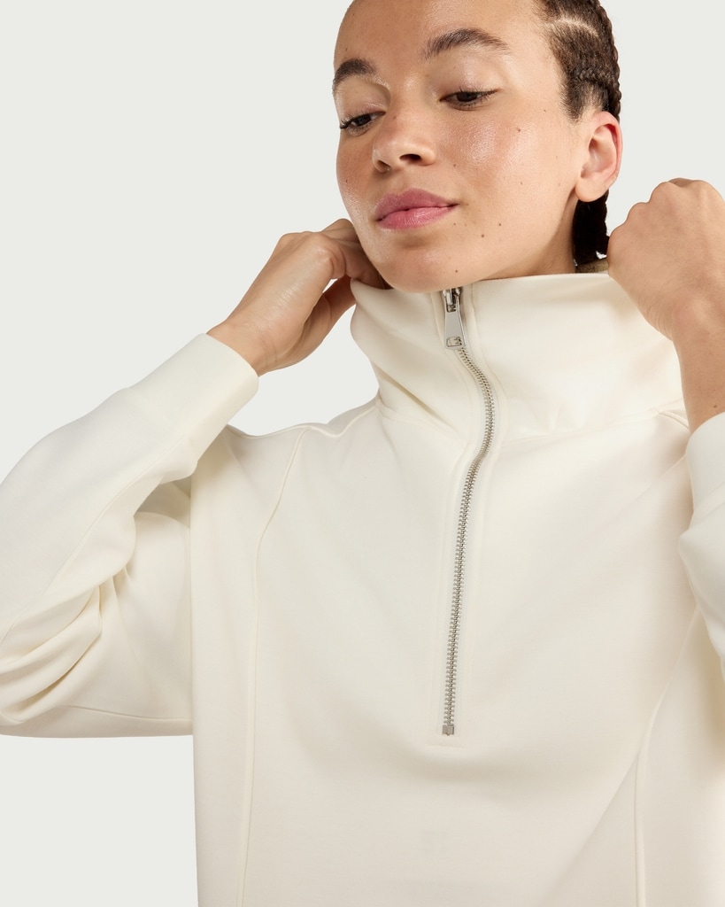 F&F Active AFTERCLASS Half Zip Co-ord Sweatshirt in Cream thumbnail 2